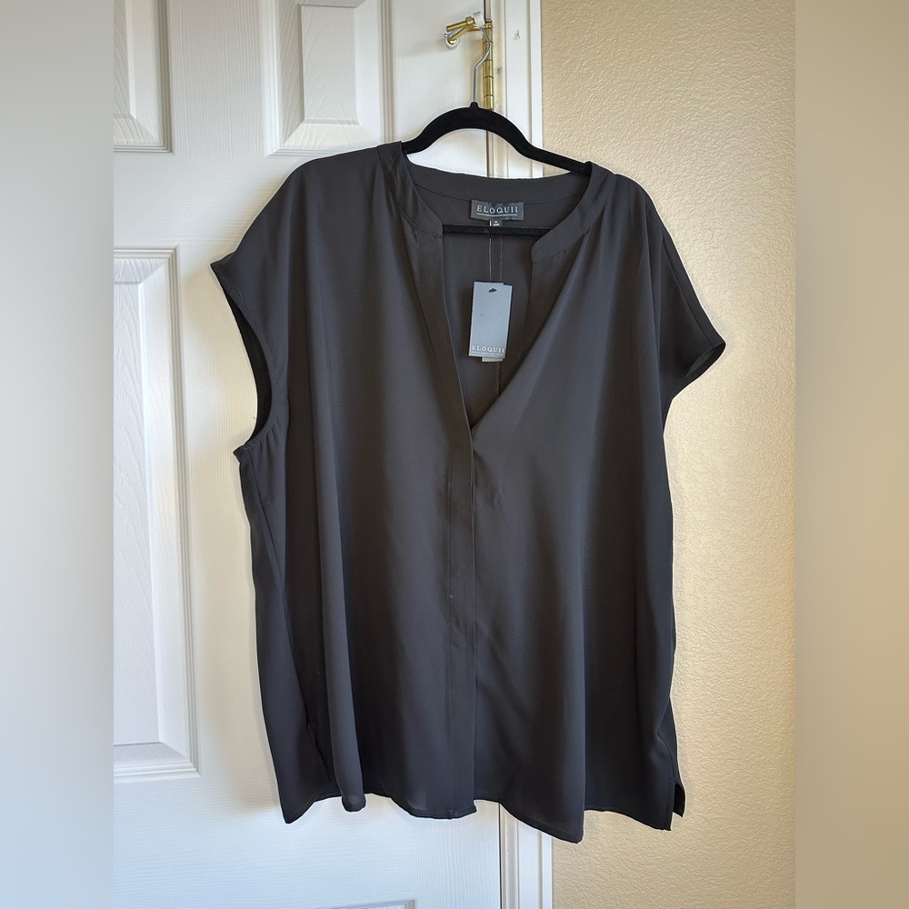 Eloquii Notch Collar Blouse, new with tags. Size: 22, Color: Black